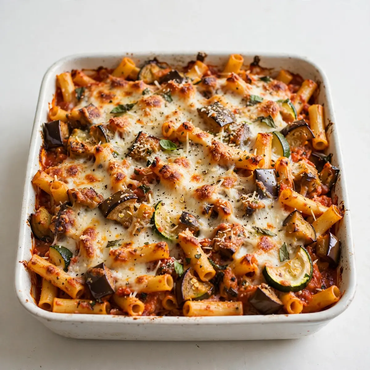 30-Min Eggplant and Zucchini Baked Ziti
