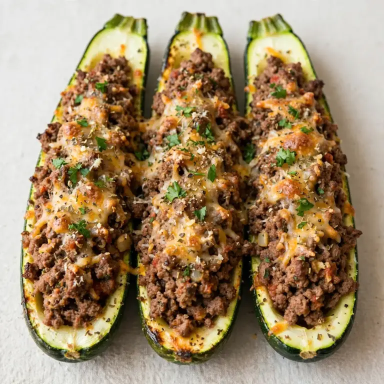 Ground Beef Stuffed Zucchini Boats