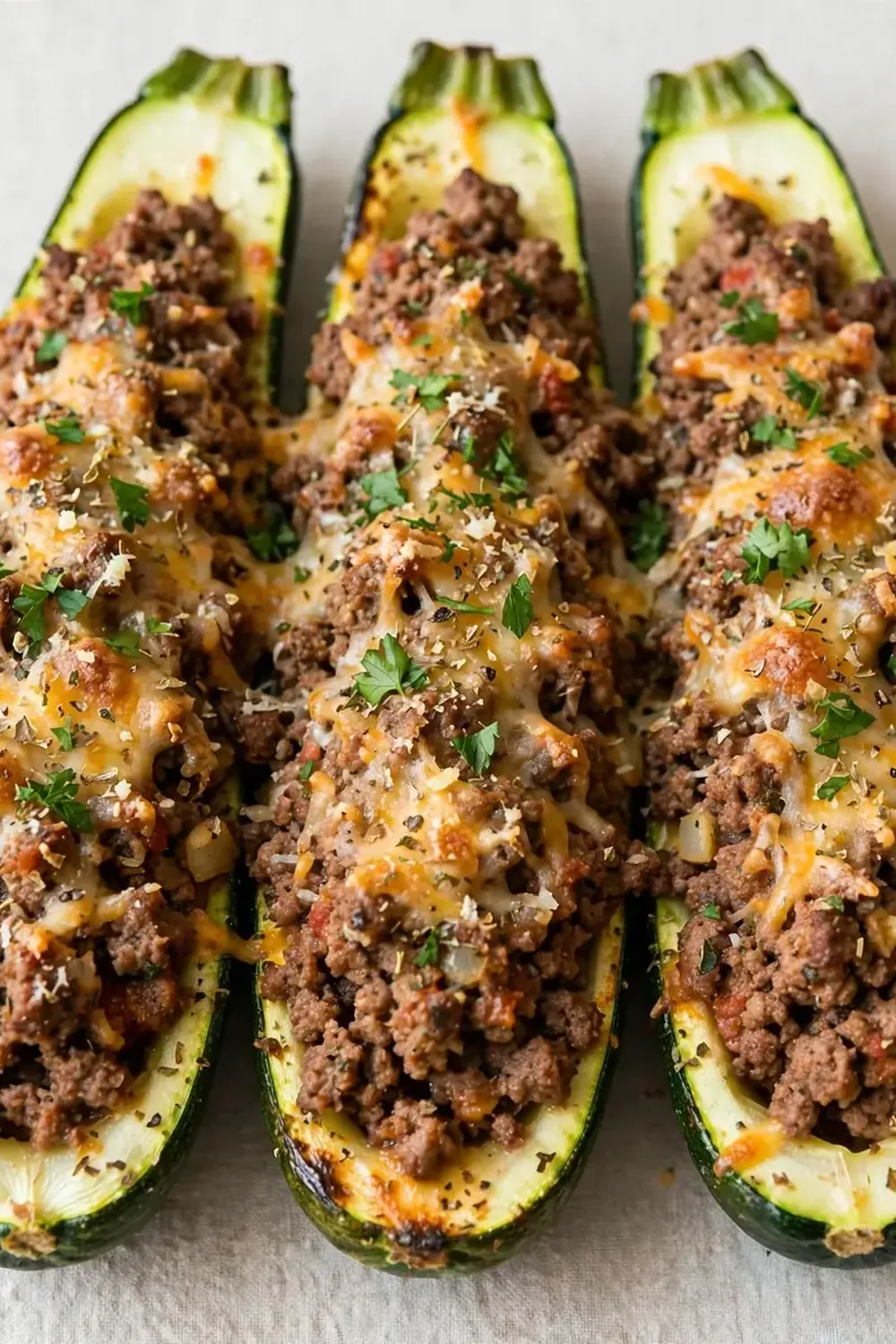 Ground Beef Stuffed Zucchini Boats