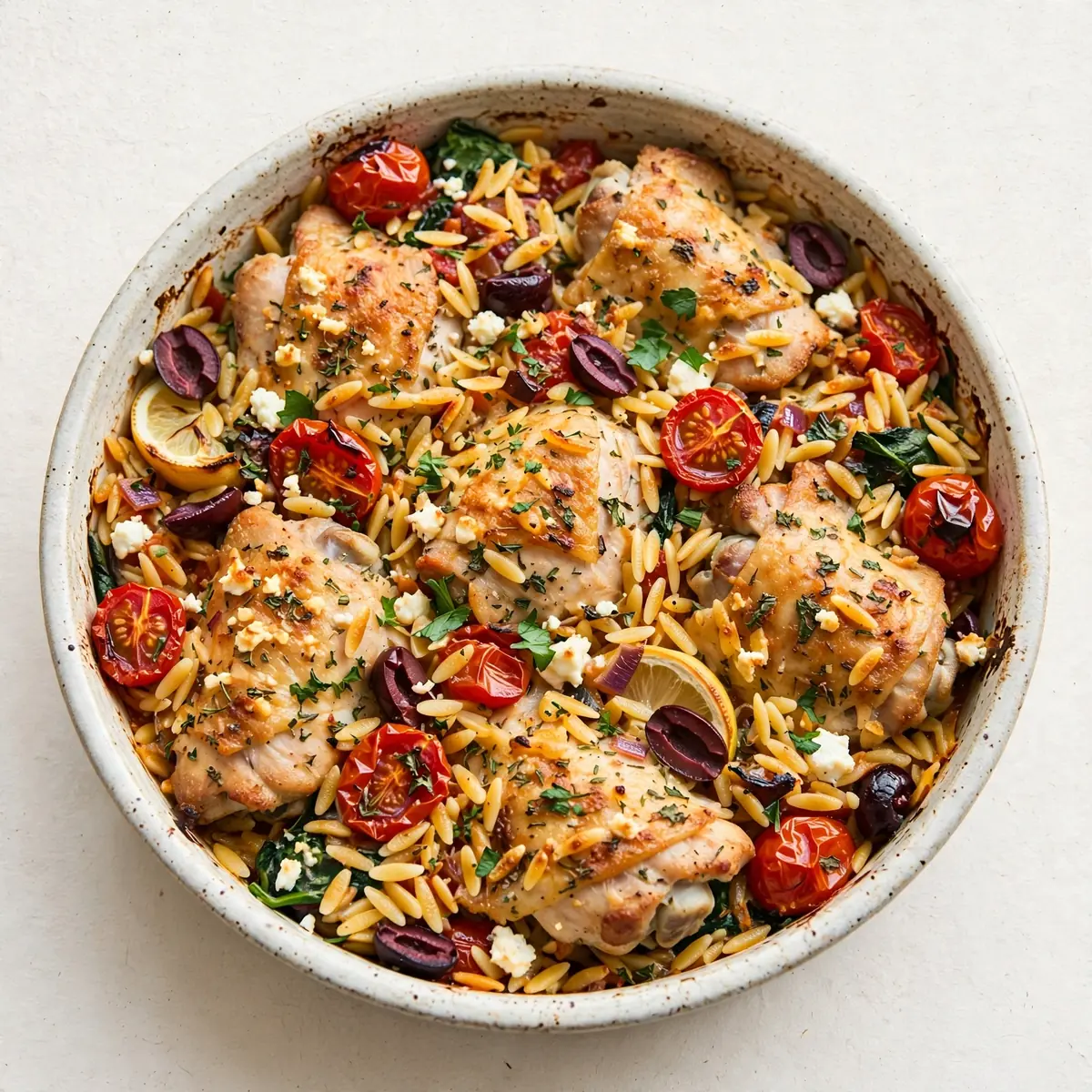 One-Pan Mediterranean Chicken and Orzo Bake for Busy Weeknights