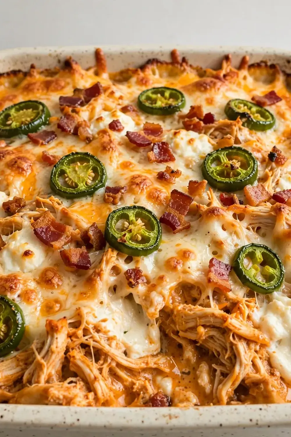 Buffalo Chicken Jalapeño Popper Casserole