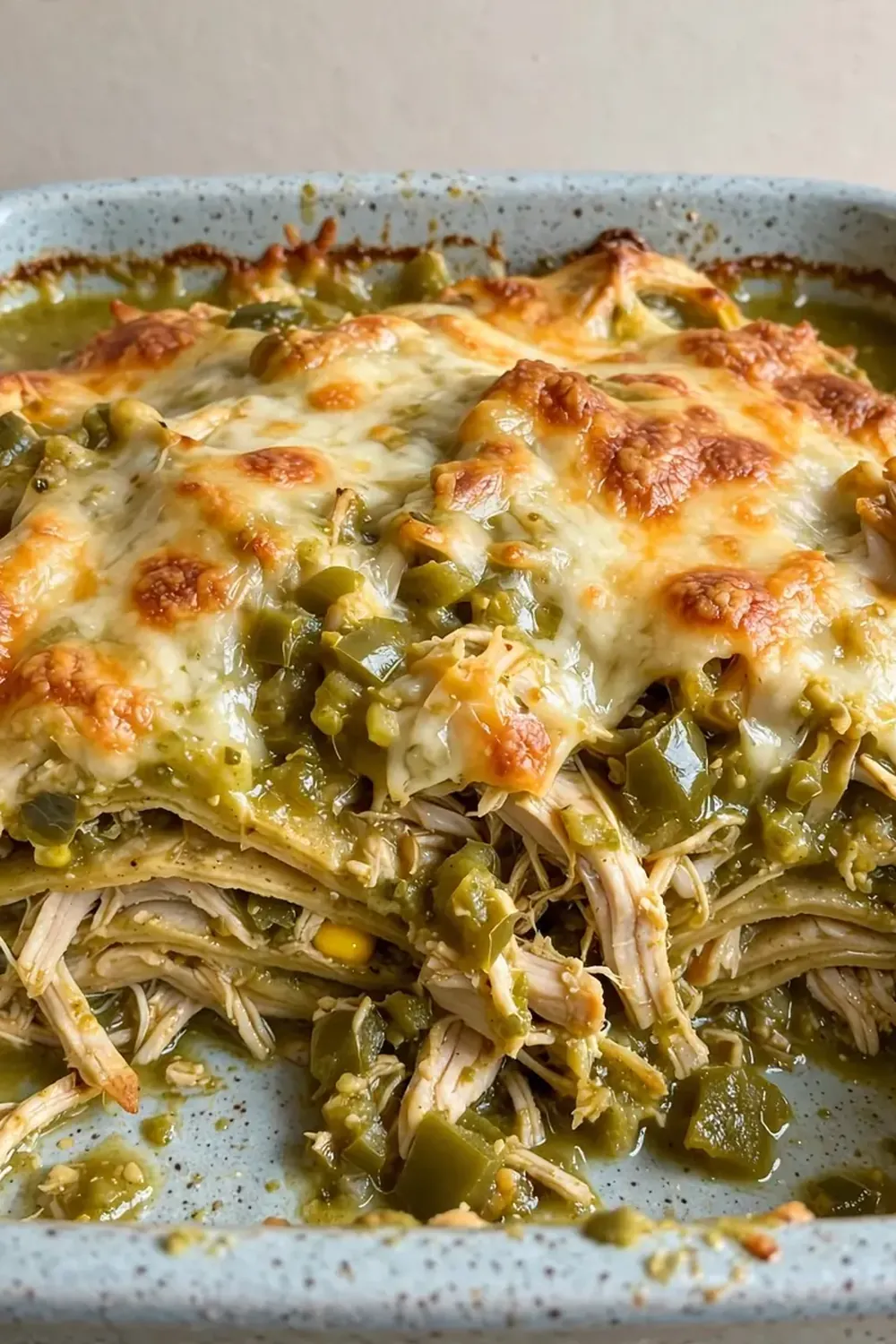 Green Chile Chicken Enchilada Casserole