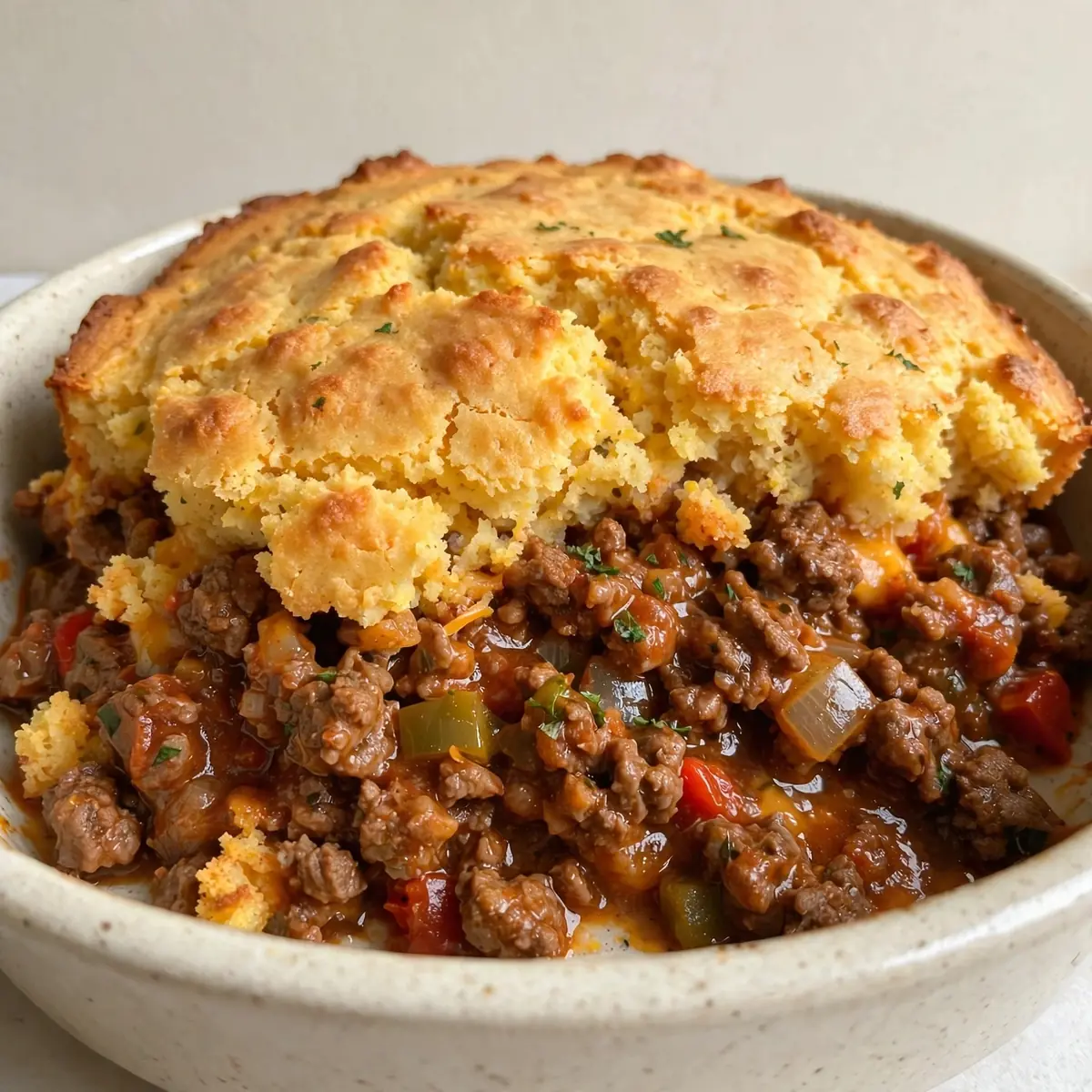 Quick Weeknight Sloppy Joe Cornbread Casserole